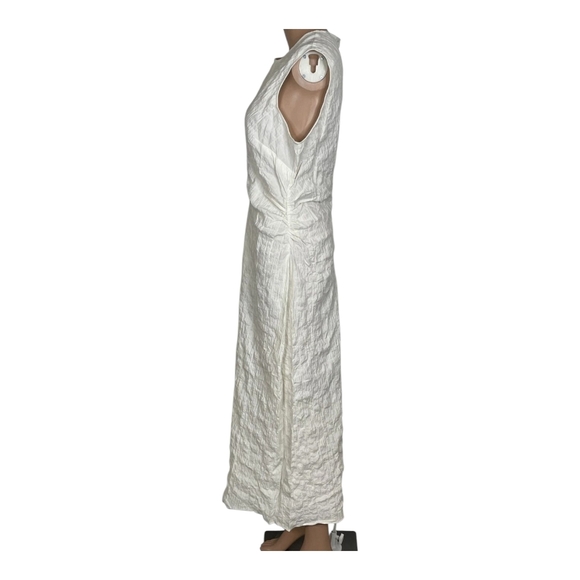 Whistles Women's Dress Lori Textured Midi Size 8 Ivory NWT Turkish Cotton - Picture 6 of 11